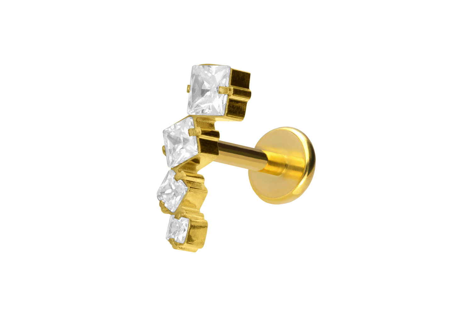 Titan Labret Piercing mit Push Fit KRISTALLBOGEN